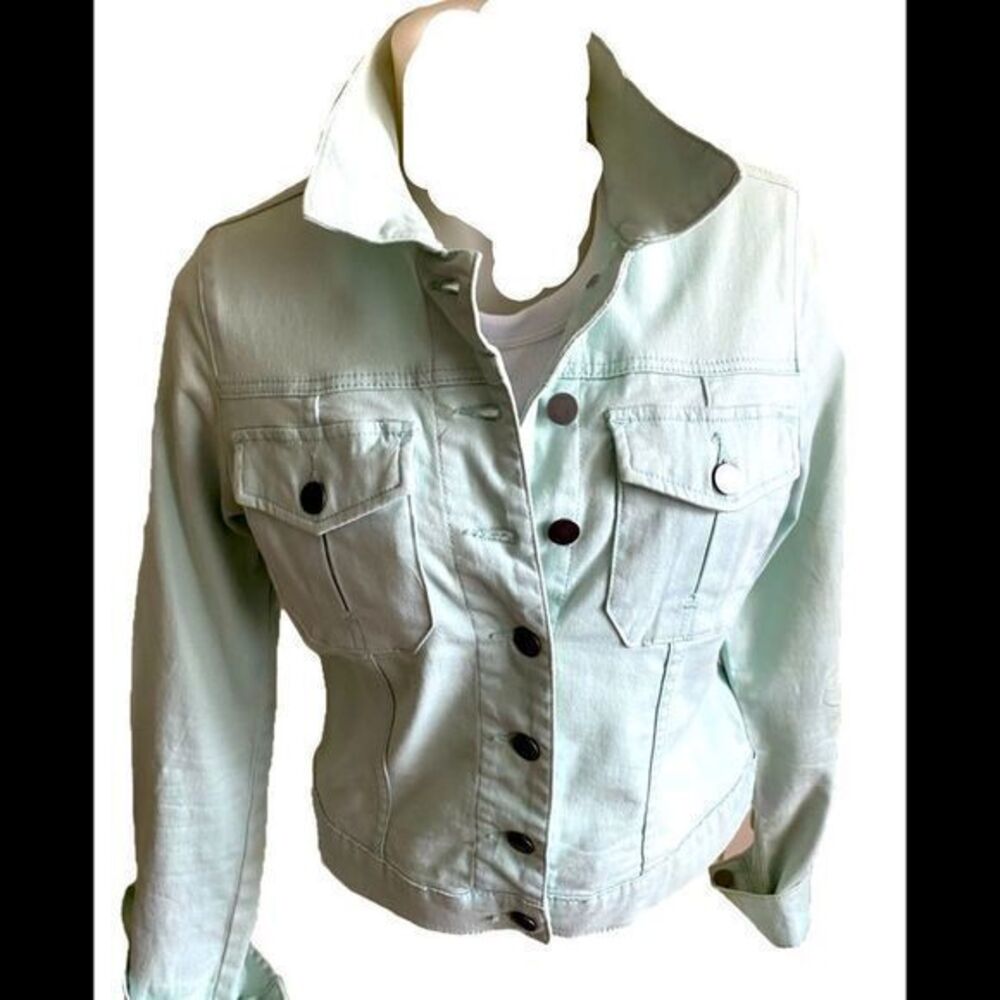 Kut From the Kloth Mint Jean Jacket - M mint green , cotton spandex